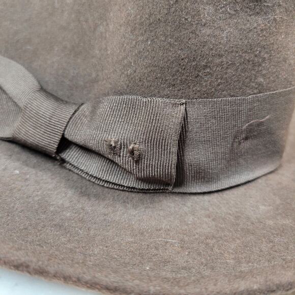 Indiana Jones Brand Wool Hat Mens Small Brown Stylish Bow Ribbon Band 12\